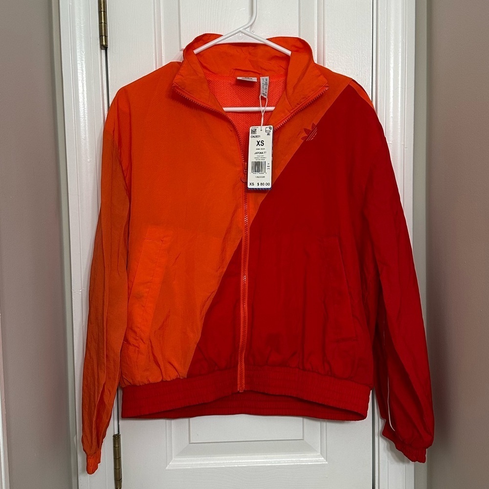 Adidas Women’s Japona TT Track Jacket XS Red Orange Adicolor Zip Windbreaker NWT